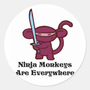 Ninja Monkeys Are Everywhere! Classic Round Sticker