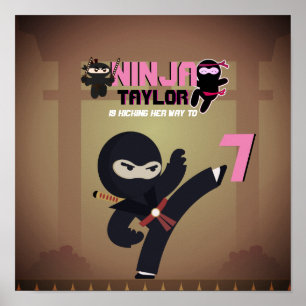 NINJA Movie Star Warrior Kicking it Karate Kids Poster