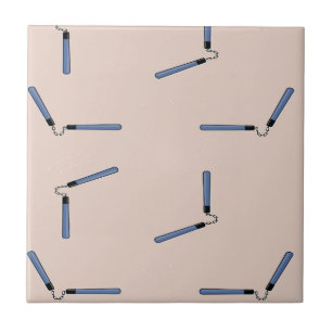 Ninja nunchaku on brown ceramic tile