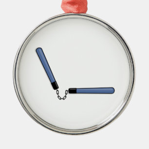 Ninja Nunchucks Metal Tree Decoration