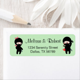 Ninja Pair, a Boy and a Girl Return Address Label