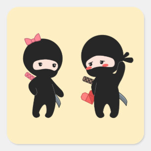 Ninja Pair, a Boy and a Girl Square Sticker