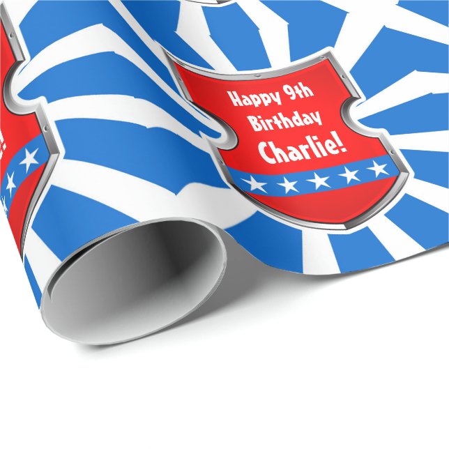 Ninja Patriotic Warrior Boys Kids Birthday Party Wrapping Paper (Roll Corner)