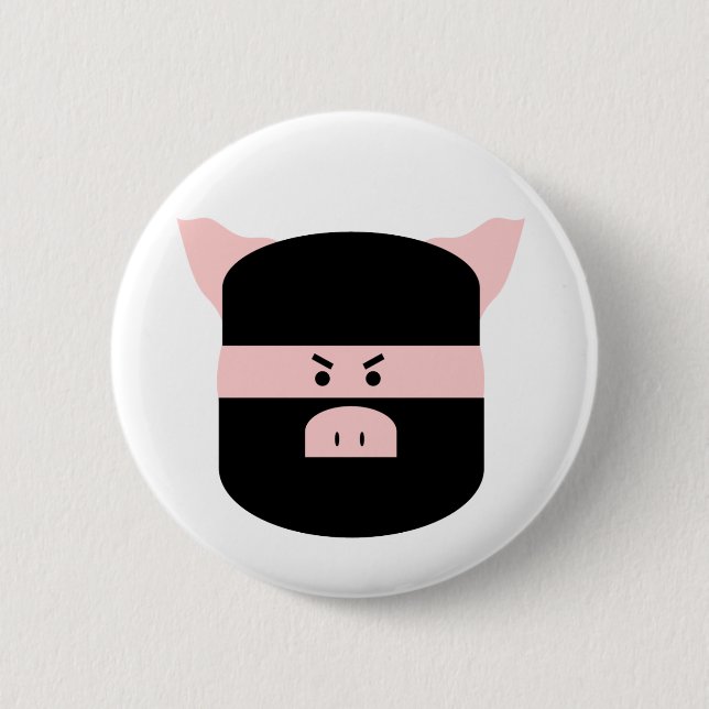 Ninja Pig! 6 Cm Round Badge (Front)