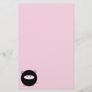 Ninja Pig on Pink Stationery