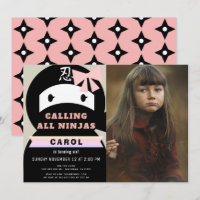 Ninja Pink & Black Girl Photo Birthday