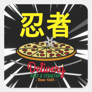 Ninja Pizza Delivery T-Shirt Square Sticker