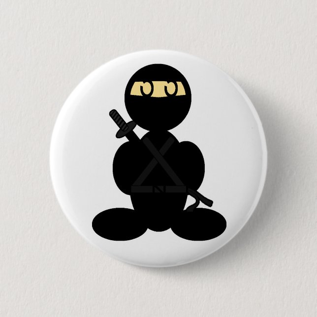 Ninja (plain) 6 cm round badge (Front)