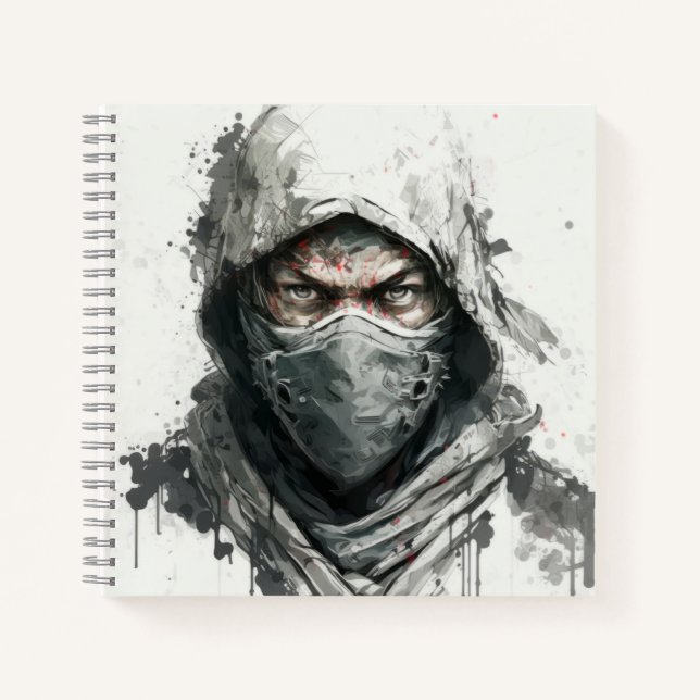 Ninja Portrait Warrior Painting Historic Adventure Notebook (Front)
