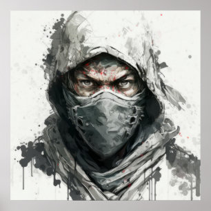 Ninja Portrait Warrior Painting Historic Adventure Poster