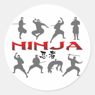 Ninja Pose Silhouette Classic Round Sticker