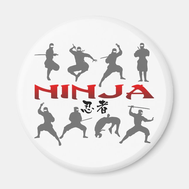 Ninja Pose Silhouette Magnet (Front)