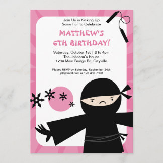 Ninja Power Pink Invitation
