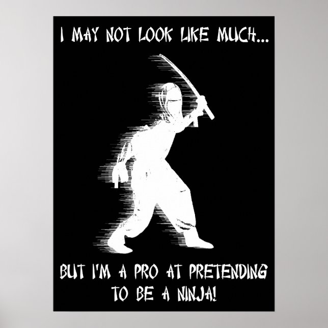 Ninja Pretending Funny Poster Humour (Front)