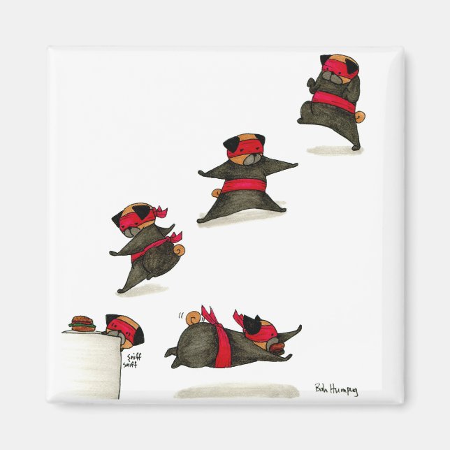 Ninja Pug Snack Attack! Magnet (Front)