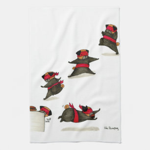 Ninja Pug Snack Attack! Tea Towel