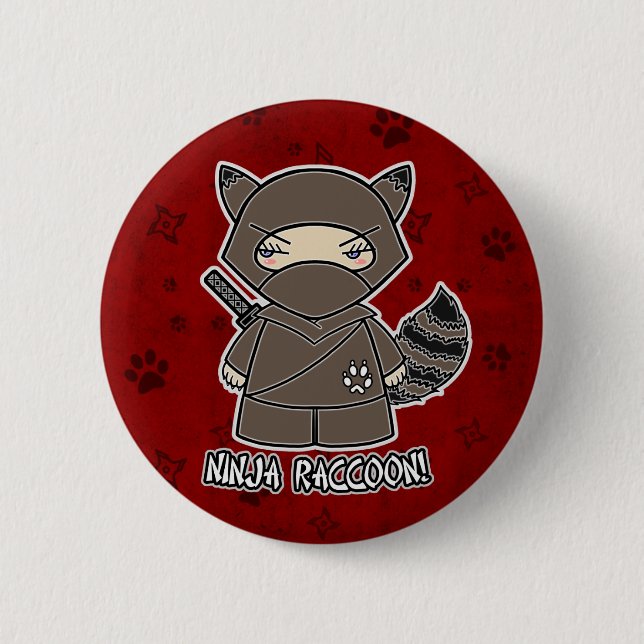 Ninja Racoon! In Red Button (Front)