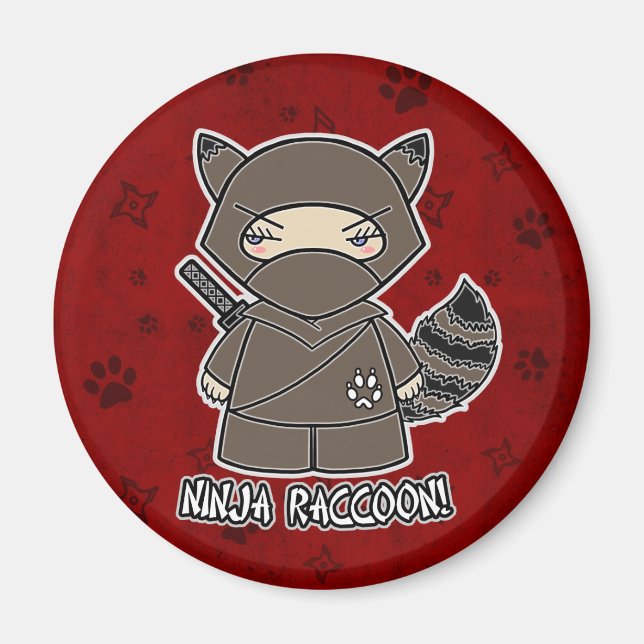 Ninja Racoon! In Red Magnet (Front)