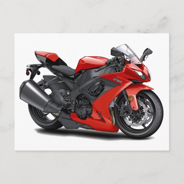 Ninja Red Bike Postcard (Front)