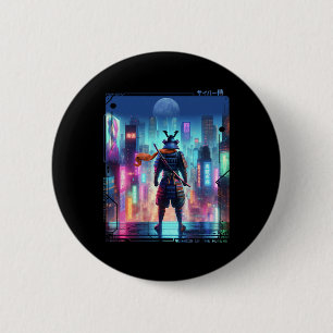 Ninja Samurai Electric Pole In Japanese Retro Cybe 6 Cm Round Badge