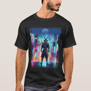 Ninja Samurai Electric Pole In Japanese Retro Cybe T-Shirt