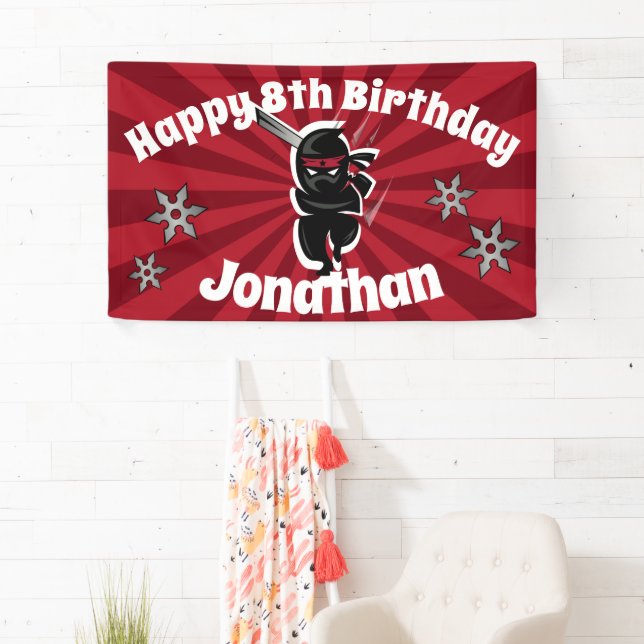 Ninja Samurai Personalised Happy Birthday Banner (Insitu)