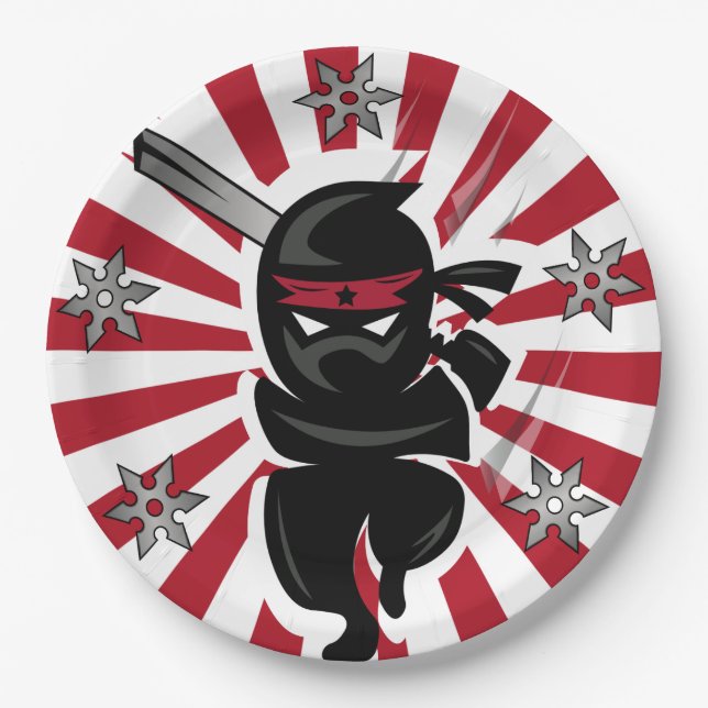 Ninja Samurai Warrior Disposable Paper Plates (Front)