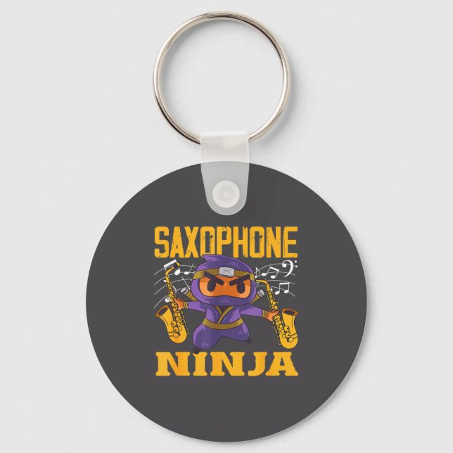 Ninja Saxophone Saxophonist Present Key Ring (Front)
