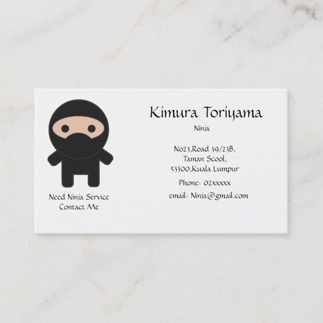 Ninja Service Business Card (Front)