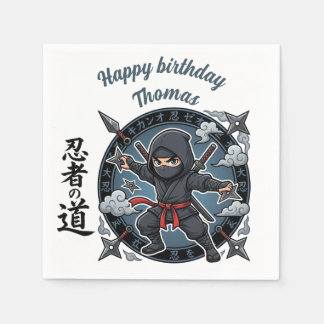 Ninja Shinobi Assassin Anime Chibi Gamer Birthday Napkin