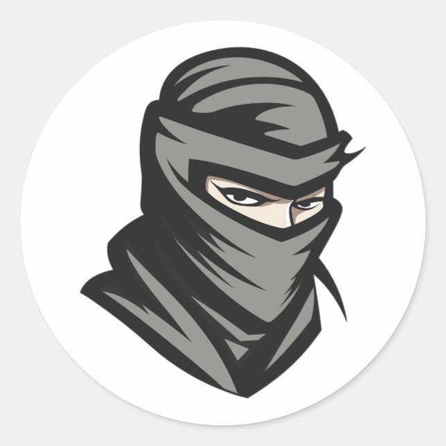Ninja Shinobi Head Portrait Classic Round Sticker (Front)