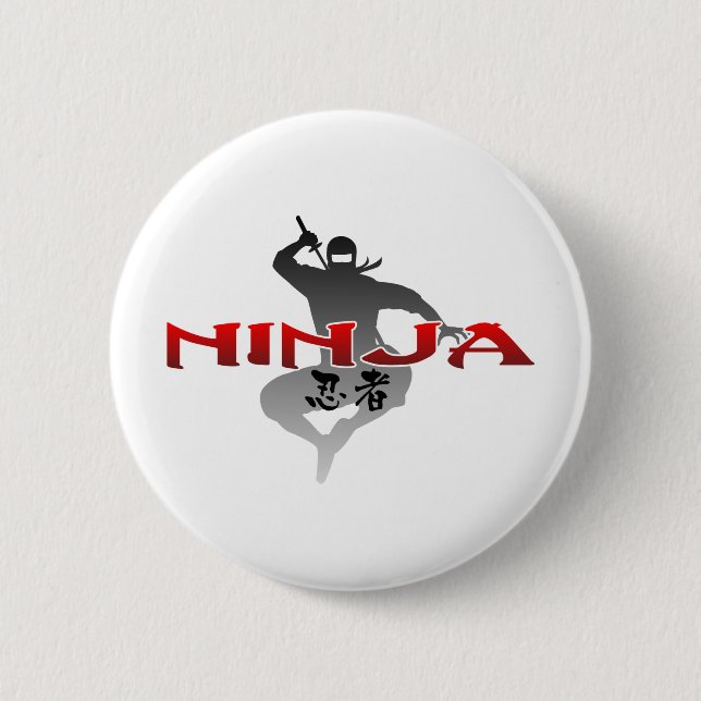 Ninja Silhouette 6 Cm Round Badge (Front)
