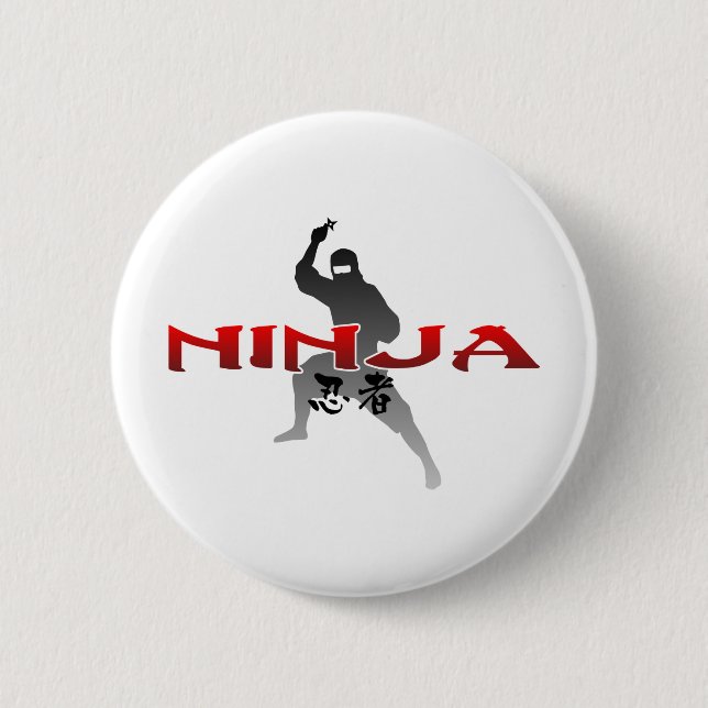 Ninja Silhouette 6 Cm Round Badge (Front)