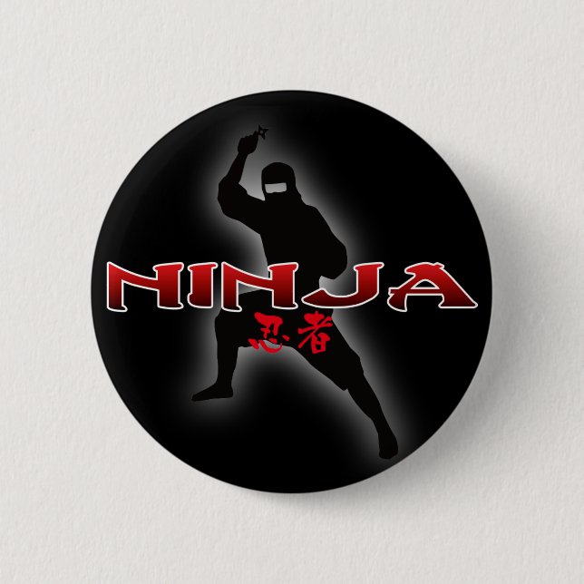 Ninja Silhouette 6 Cm Round Badge (Front)