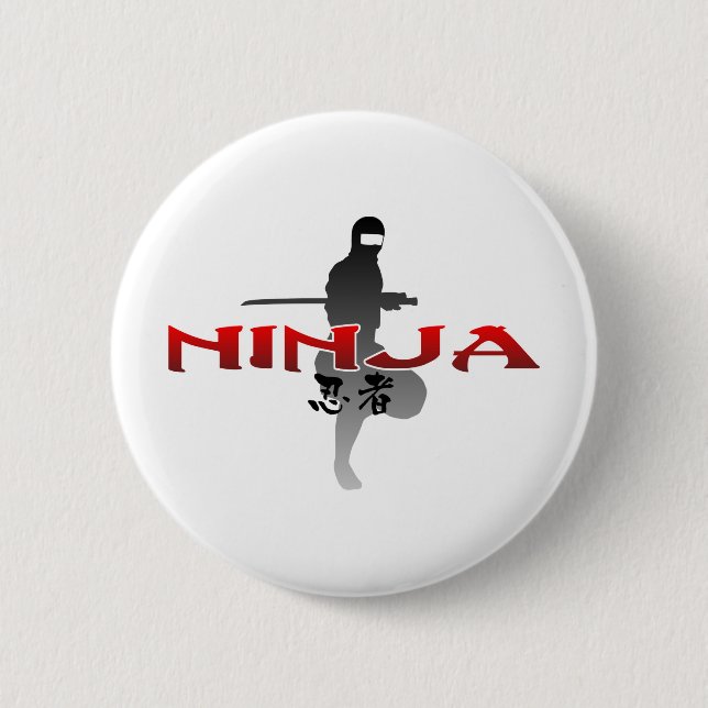 Ninja Silhouette 6 Cm Round Badge (Front)
