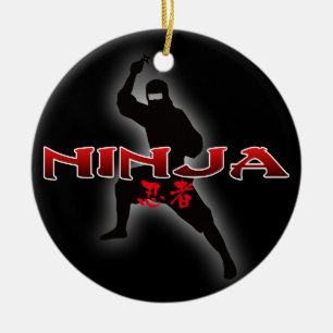 Ninja Silhouette Ceramic Tree Decoration