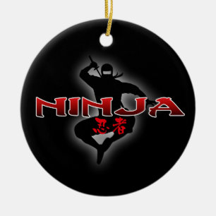 Ninja Silhouette Ceramic Tree Decoration