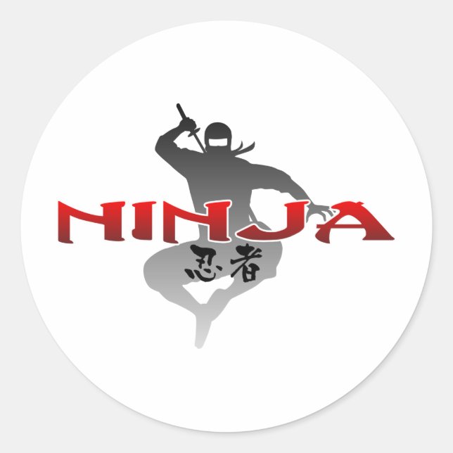 Ninja Silhouette Classic Round Sticker (Front)