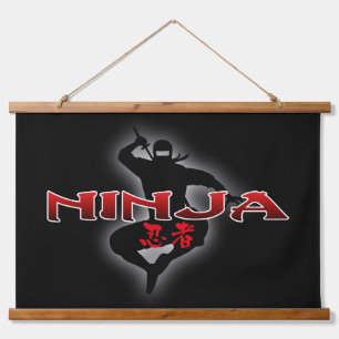 Ninja Silhouette Hanging Tapestry