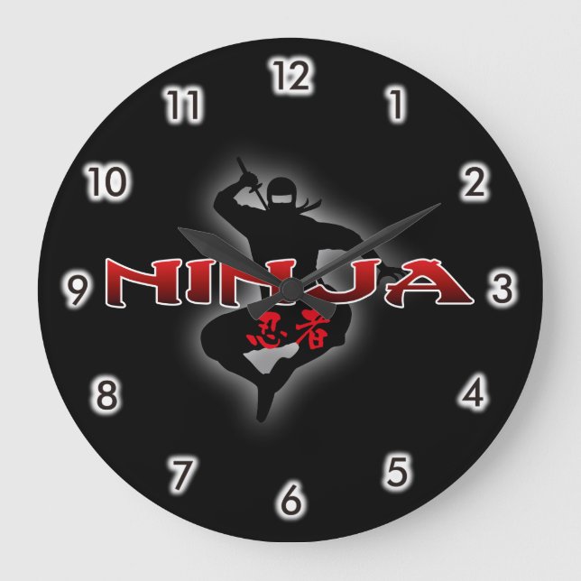 Ninja Silhouette Large Clock (Front)