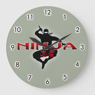 Ninja Silhouette Large Clock