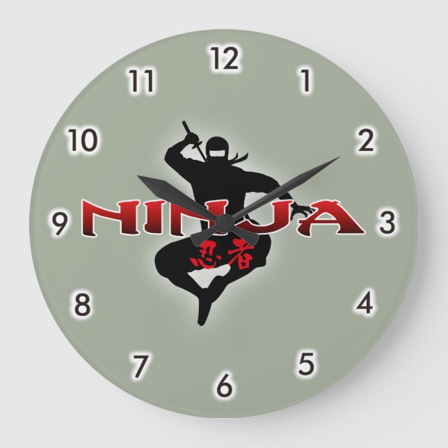 Ninja Silhouette Large Clock (Front)