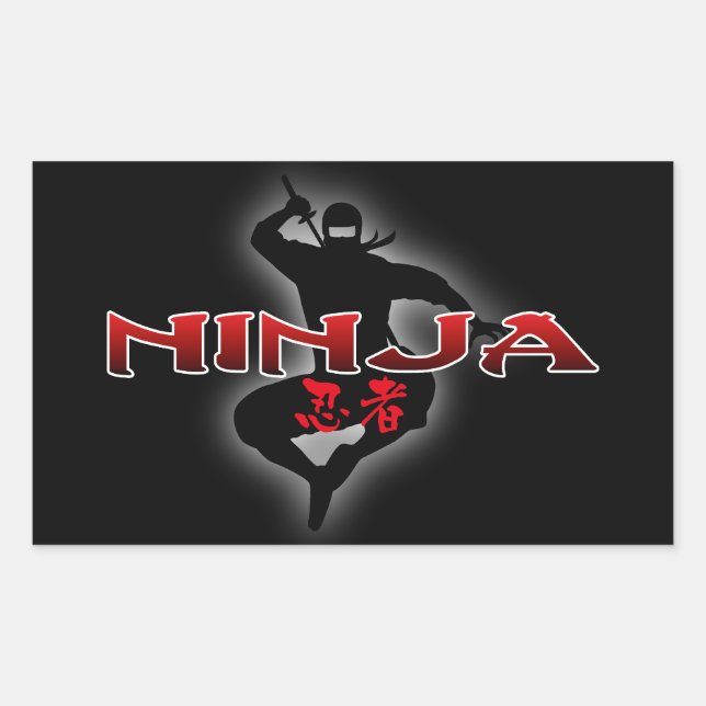 Ninja Silhouette Rectangular Sticker (Front)