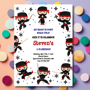Ninja style kids birthday invitation