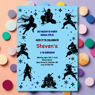 Ninja style kids birthday invitation