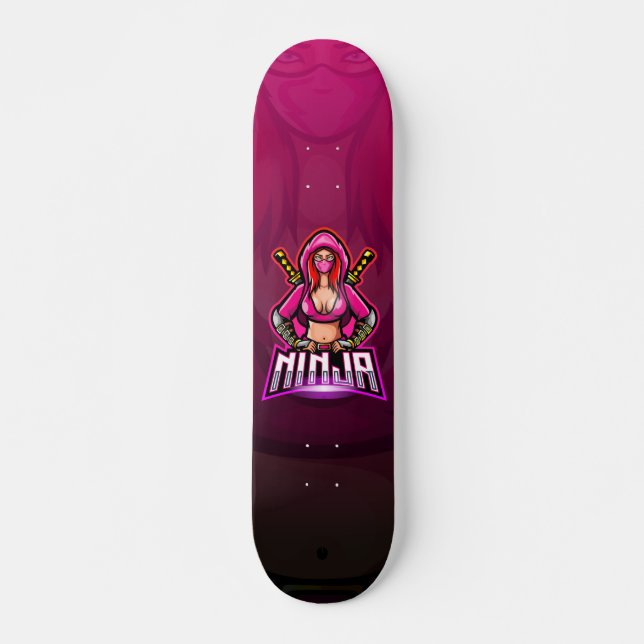 Ninja Sword Girl Echo Purple  Skateboard (Front)