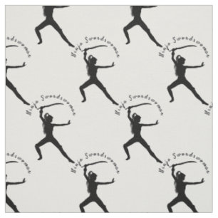 Ninja Swordswoman Silhouette Thunder_Cove Fabric