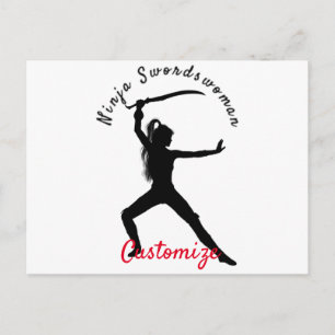 Ninja Swordswoman Silhouette Thunder_Cove Postcard