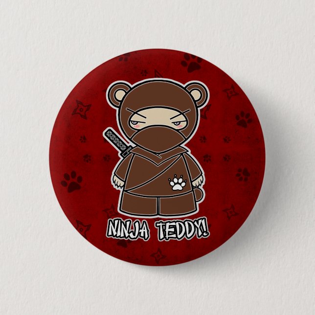 Ninja Teddy! In Red Button (Front)