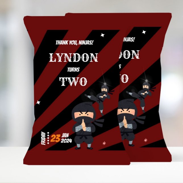 Ninja Theme Birthday Chip Bag Ninja Party Favours Flyer (Ninja Chip Bag)